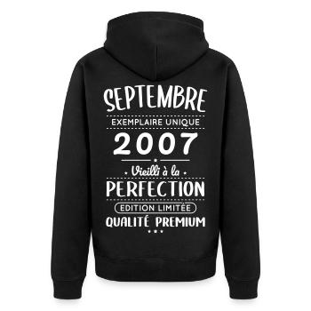 18th Birthday - September 2007 Perfection - Unisex Premium Organic Zip Hoodie - black - Back - Nico (187cm)