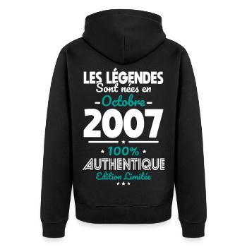 18th Birthday - Legends Born October 2007 - Unisex Premium Organic Zip Hoodie - black - Back - Nico (187cm)