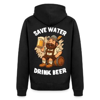 Save water, drink Beer - Sicher Wasser, trink Bier - Unisex Premium Organic Zip Hoodie - black - Back - Nico (187cm)