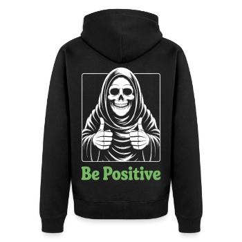 Be Positive Grim Reaper - Unisex Premium Organic Zip Hoodie - black - Back - Nico (187cm)
