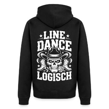Line Dance Schädel Cowboy - Unisex Premium Bio Zip Hoodie - Schwarz - Hinten - Nico (187cm)