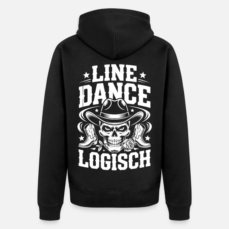 Line Dance Schädel Cowboy - Unisex Premium Bio Zip Hoodie - Schwarz