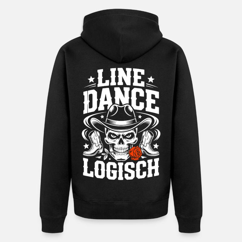 Line Dance Logisch Skull - Unisex Premium Bio Zip Hoodie - Schwarz