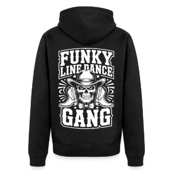 Funky Line-Dance Gang Skull - Unisex Premium Bio Zip Hoodie - Schwarz - Hinten - Nico (187cm)
