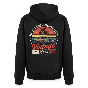 51 Jahre April 1975 Vintage Retro-Geschenk-Jubiläum - Unisex Premium Bio Zip Hoodie - Schwarz - Hinten - Nico (187cm)