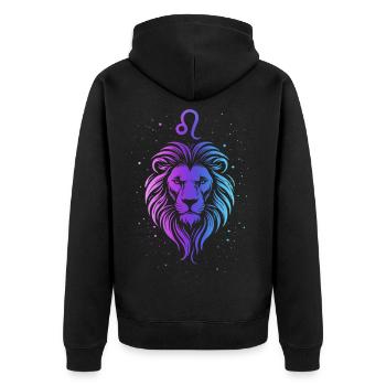 Lion – signe néon du zodiaque - Veste à capuche bio Premium Unisexe - noir - Dos - Nico (187cm)