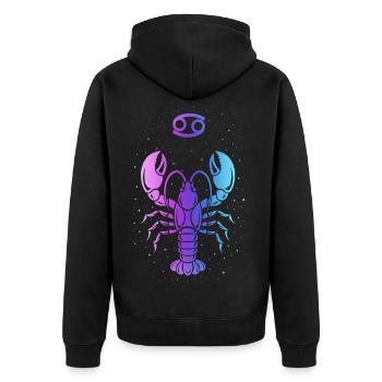 Krebs-Sternzeichen – Retro-Neon-Stil – Astrologie - Unisex Premium Bio Zip Hoodie - Schwarz - Hinten - Nico (187cm)