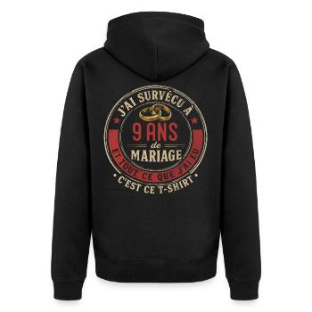 Humour Anniversaire : J'ai Survécu à 9 Ans - Veste à capuche bio Premium Unisexe - noir - Dos - Nico (187cm)