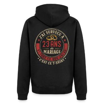 Humour Anniversaire : J'ai Survécu à 23 Ans - Veste à capuche bio Premium Unisexe - noir - Dos - Nico (187cm)