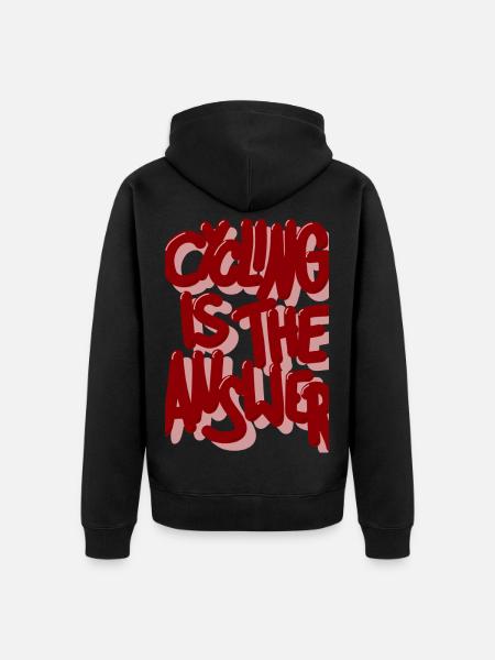 Cycling is the answer burgundy - Unisex Premium Organic Zip Hoodie - black