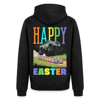 Frohe Ostern Süßer Osterhase Eiersuche Ostereier - Unisex Premium Bio Zip Hoodie - Schwarz - Hinten - Nico (187cm)
