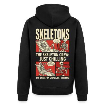 Skeleton Crew Just Chilling - Unisex Premium Bio Zip Hoodie - Schwarz - Hinten - Nico (187cm)