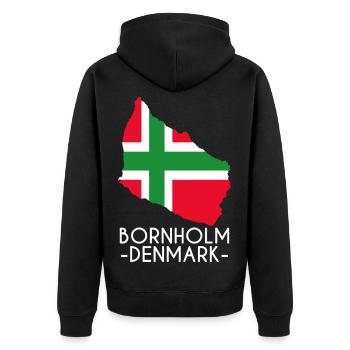 Bornholm Denmark - Unisex Premium Organic Zip Hoodie - black - Back - Nico (187cm)