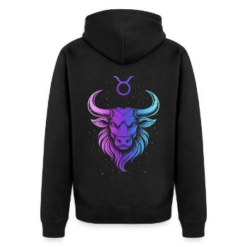 Gradient Cosmique de Taureau - Veste à capuche bio Premium Unisexe - noir - Dos - Nico (187cm)