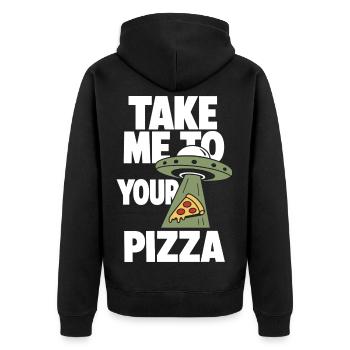 Take Me to Your Pizza UFO - Unisex Premium Organic Zip Hoodie - black - Back - Nico (187cm)