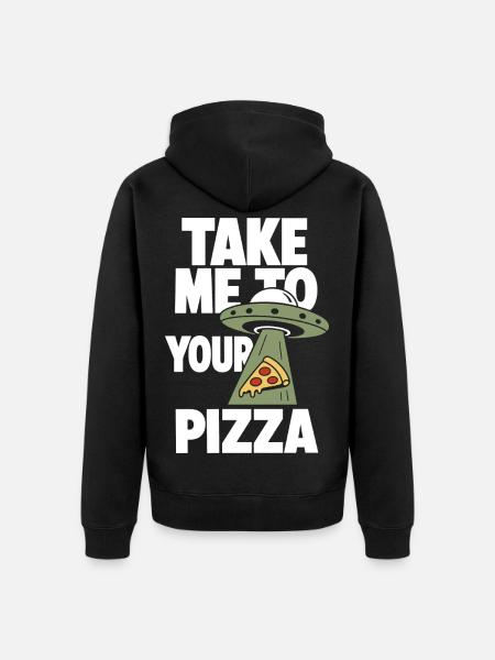 Take Me to Your Pizza UFO - Unisex Premium Organic Zip Hoodie - black