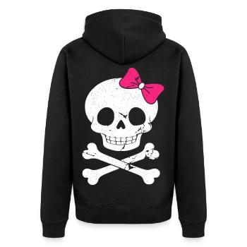 Cute skull with pink bow - Unisex Premium Organic Zip Hoodie - black - Back - Nico (187cm)