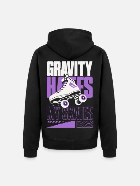 Gravity Hates My Skates – Rollschuhe - Unisex Premium Bio Zip Hoodie - Schwarz