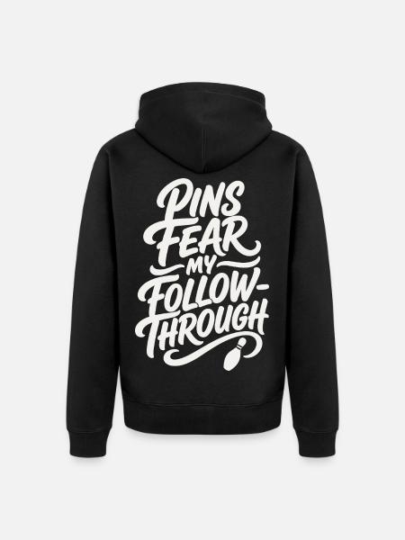 Bowling – Pins Fear My Follow-Through - Unisex Premium Bio Zip Hoodie - Schwarz