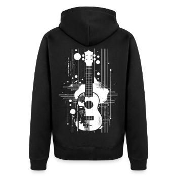 Ukulele Zeichnung - Unisex Premium Bio Zip Hoodie - Schwarz - Hinten - Nico (187cm)