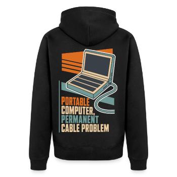Laptop mit Kabelproblem – Computerhumor - Unisex Premium Bio Zip Hoodie - Schwarz - Hinten - Nico (187cm)
