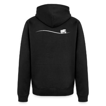 Linie Wohnmobil Camper Van - Unisex Premium Bio Zip Hoodie - Schwarz - Hinten - Nico (187cm)