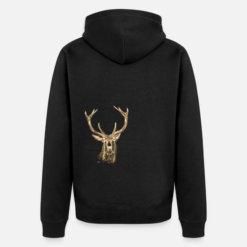 Bronko55 No.50 – Cerf rugissant - Veste à capuche bio Premium Unisexe - noir
