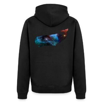space whale Weltraum Pottwal Geschenk - Unisex Premium Bio Zip Hoodie - Schwarz - Hinten - Nico (187cm)