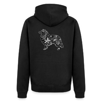 Fleur Collie rugueuse - Veste à capuche bio Premium Unisexe - noir - Dos - Nico (187cm)