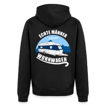 Echte männer ziehen Wohnwagen camping Urlaub - Unisex Premium Bio Zip Hoodie - Schwarz - Hinten - Nico (187cm)