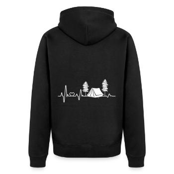 camping Heartbeat Tent Camping Love camping Nature - Unisex Premium Organic Zip Hoodie - black - Back - Nico (187cm)
