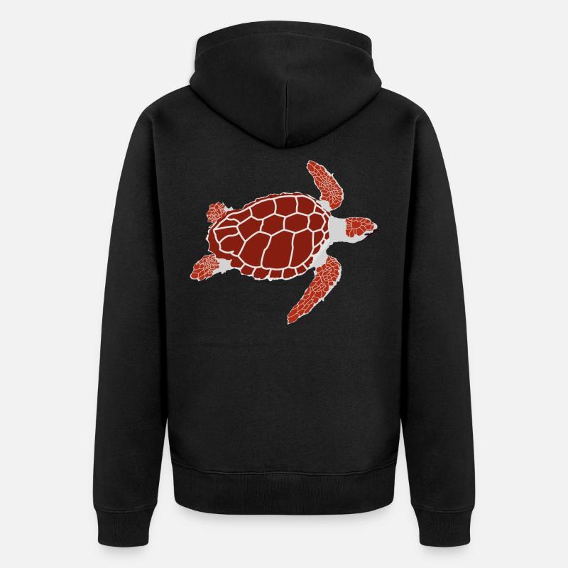 Tortue (rouge) - Veste à capuche bio Premium Unisexe - noir