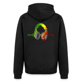 Reggae Musik Afrika Jamaica Rastafari - Unisex Premium Bio Zip Hoodie - Schwarz - Hinten - Nico (187cm)