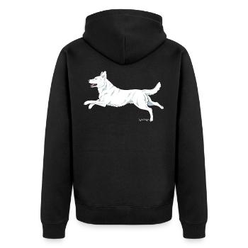 whitesheponly - Unisex Premium Bio Zip Hoodie - Schwarz - Hinten - Nico (187cm)
