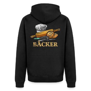 Bäcker Backen - Unisex Premium Bio Zip Hoodie - Schwarz - Hinten - Nico (187cm)