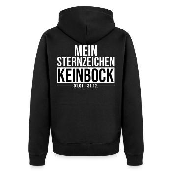 Mein Sternzeichen Keinbock - Unisex Premium Bio Zip Hoodie - Schwarz - Hinten - Nico (187cm)
