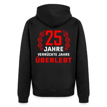 25. Hochzeitstag - Unisex Premium Bio Zip Hoodie - Schwarz - Hinten - Nico (187cm)