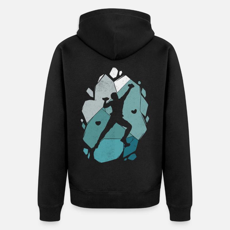 Klettern Bouldern Bergsteiger Kletterer Boulder - Unisex Premium Bio Zip Hoodie - Schwarz