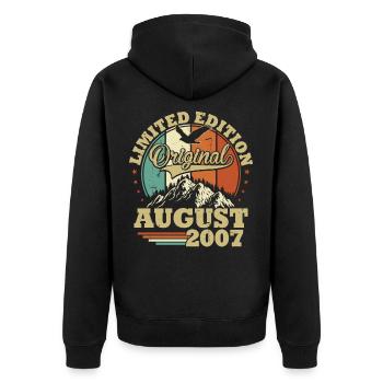 Original August 2007 Vintage Birthday Gift - Unisex Premium Organic Zip Hoodie - black - Back - Nico (187cm)