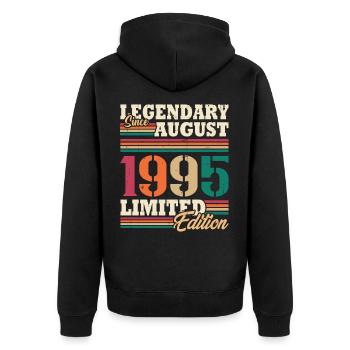 Vintage 1995 Août Cadeau Anniversaire Rétro - Veste à capuche bio Premium Unisexe - noir - Dos - Nico (187cm)