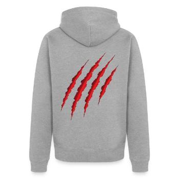 La griffe rouge - Veste à capuche bio Premium Unisexe - gris chiné - Dos - Nico (187cm)