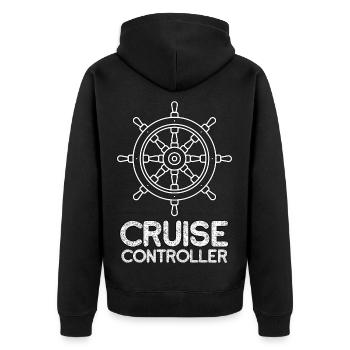 Tempomat | Wasser-Kommando - Unisex Premium Bio Zip Hoodie - Schwarz - Hinten - Nico (187cm)