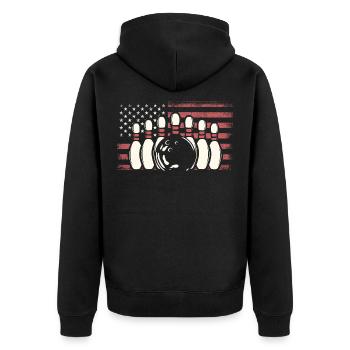 Joueur de quilles patriotiques USA Drapeau Bowling - Veste à capuche bio Premium Unisexe - noir - Dos - Nico (187cm)