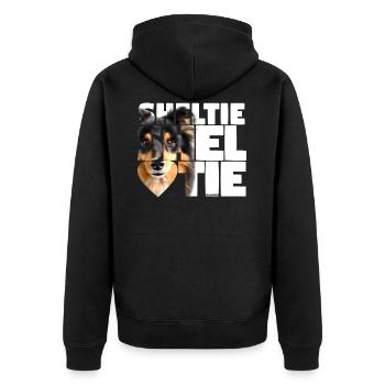 NASSU Sheltie 13 - Unisex Premium Organic Zip Hoodie - black - Back - Nico (187cm)