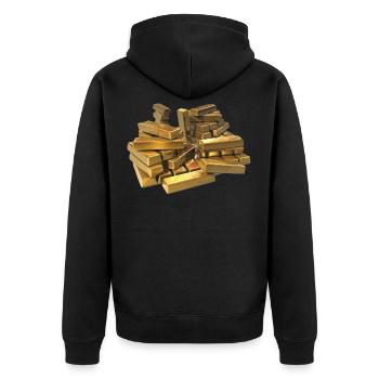 gold bar - Unisex Premium Organic Zip Hoodie - black - Back - Nico (187cm)