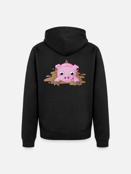 Splashing cartoon piggy - Unisex Premium Organic Zip Hoodie - black
