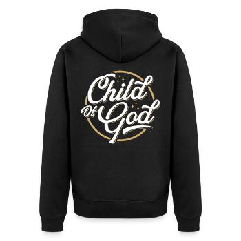Child of God - Unisex Premium Bio Zip Hoodie - Schwarz - Hinten - Nico (187cm)