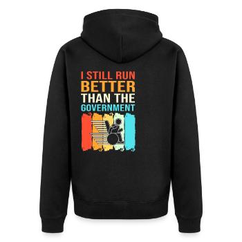 Rollstuhl - Unisex Premium Bio Zip Hoodie - Schwarz - Hinten - Nico (187cm)