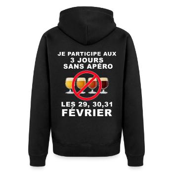 Apéro homme, humour apéro mois de février - Veste à capuche bio Premium Unisexe - noir - Dos - Nico (187cm)