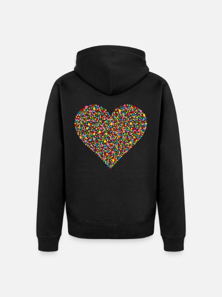 Konfetti Herz - Unisex Premium Bio Zip Hoodie - Schwarz